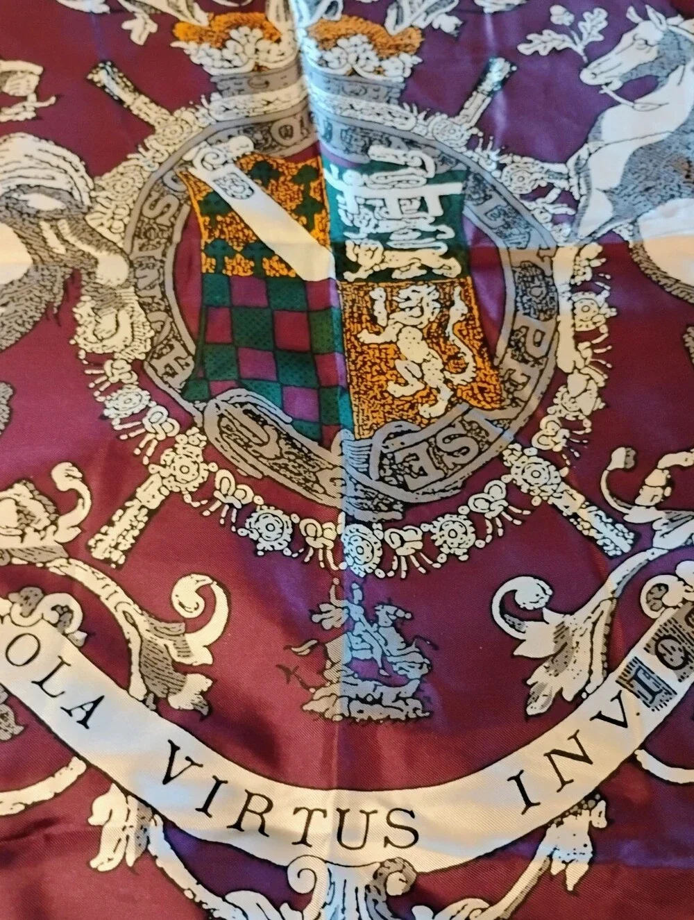 Vintage Ginnie Johansen 100% Silk Scarf 36” Heraldic Coat of Arms Japan